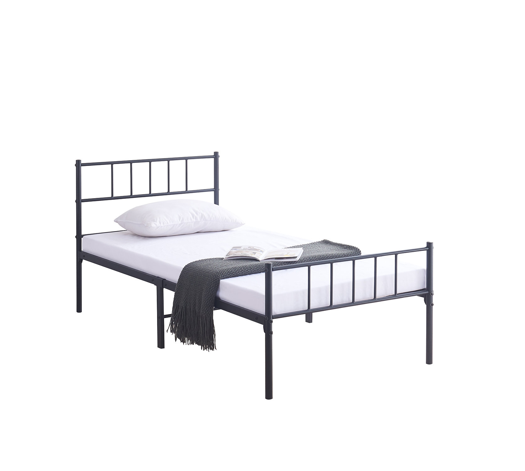 IF-158 Black Steel Single Platform Bed