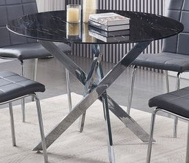 Round Tempered Black Marble 5pc Dining Set T-1446 C-1762