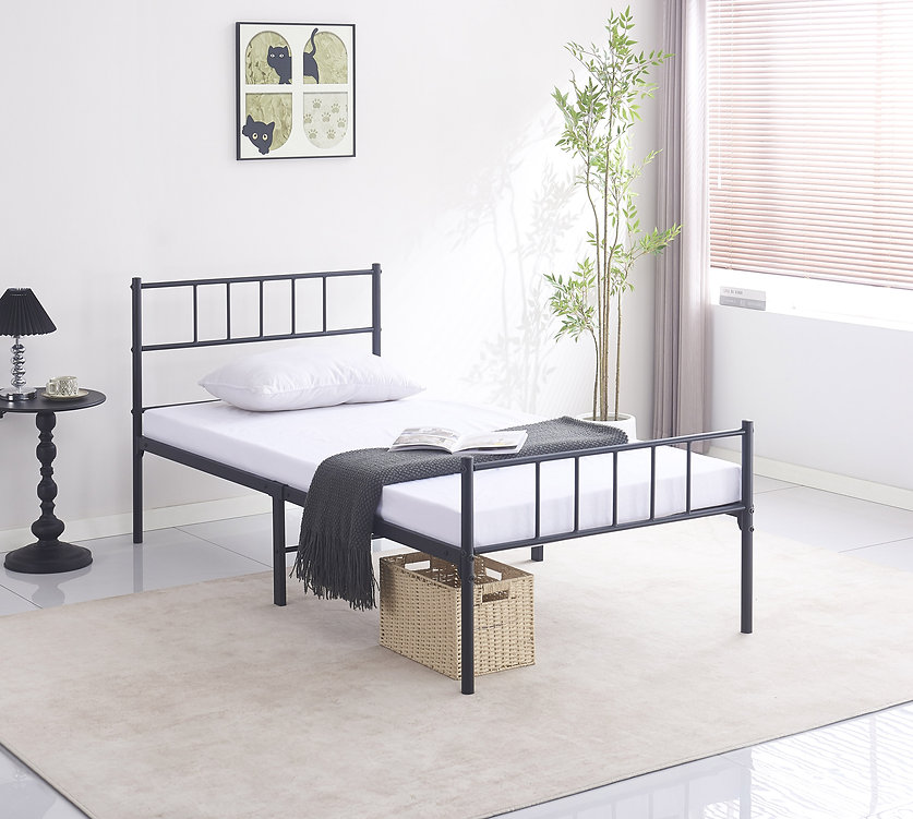 IF-158 Black Steel Single Platform Bed