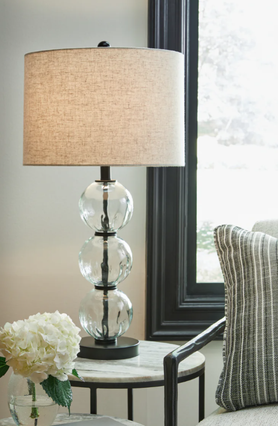 Ashley Airbal - Glass Table Lamp (Set of 2) - Clear / Black