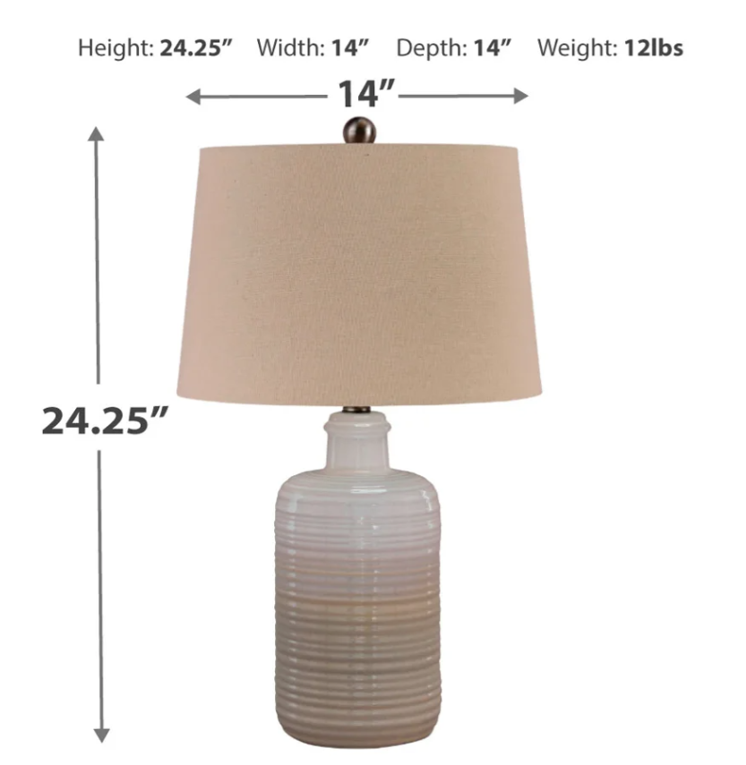 Ashley Marnina - Ceramic Table Lamp (Set of 2) - Taupe