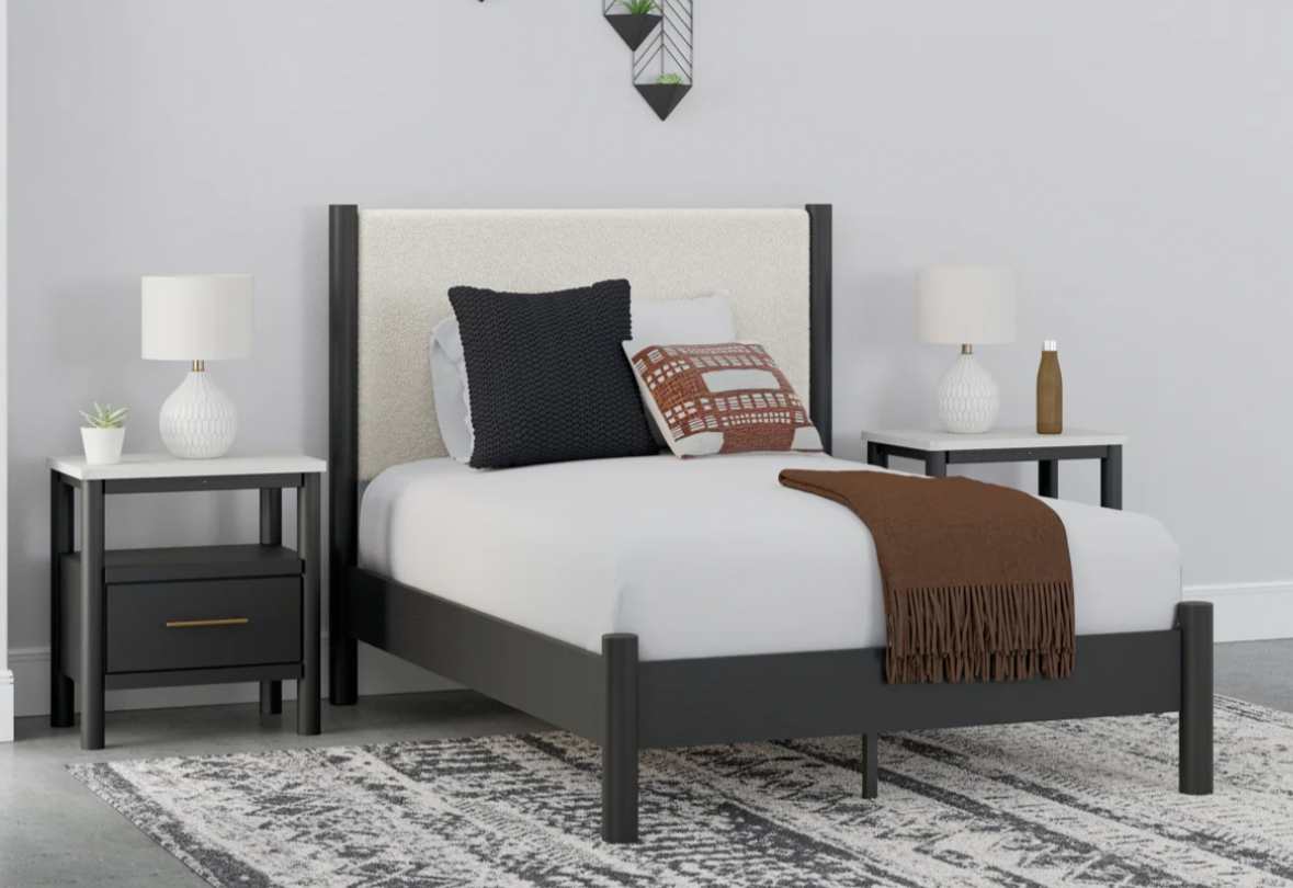 Ashley B2616 Upholstered Panel Bed - Black / White