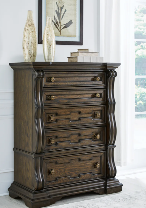 Ashley B947 Maylee - Upholstered Bed - Dark Brown