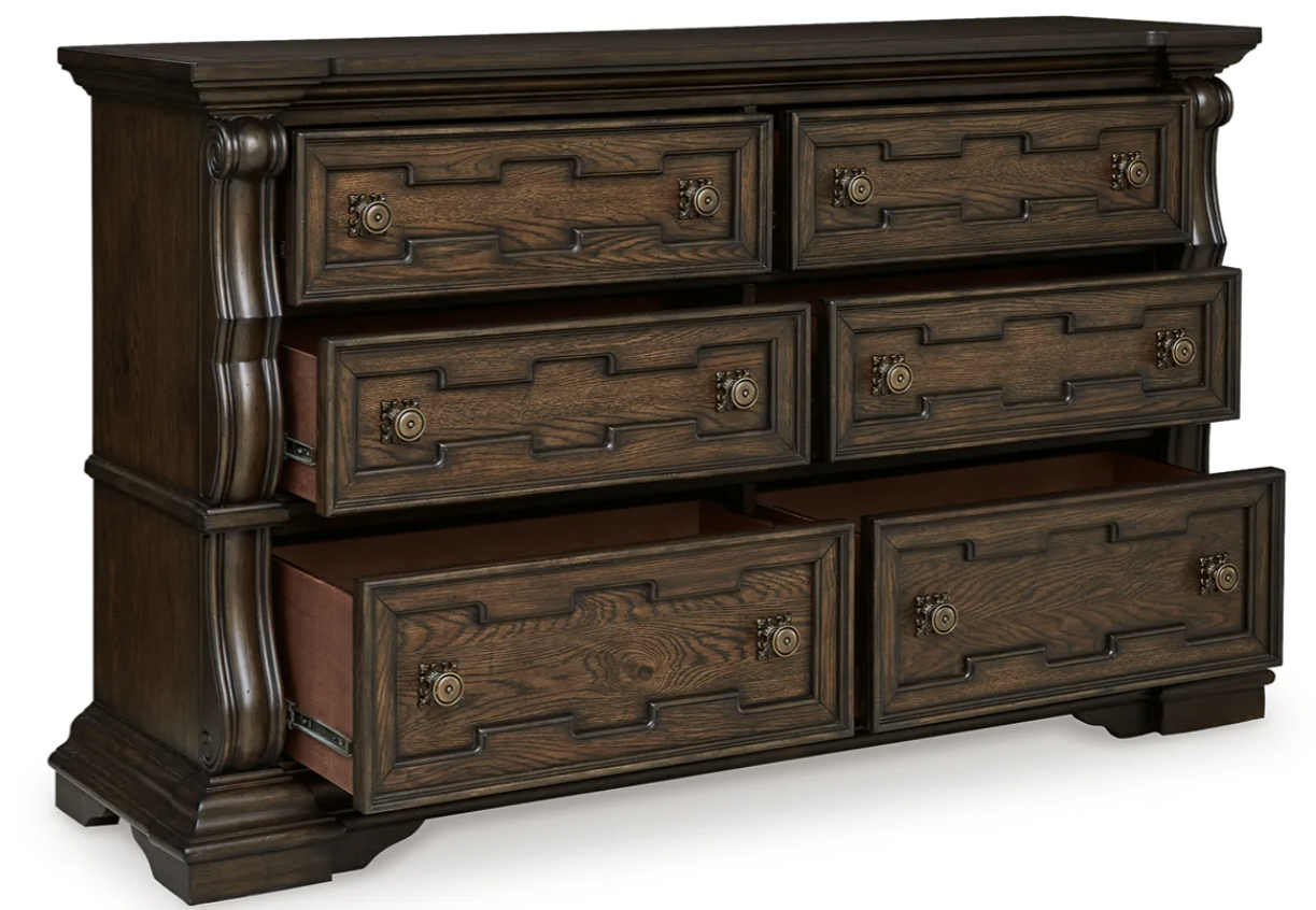 Ashley B947 Maylee - Upholstered Bed - Dark Brown