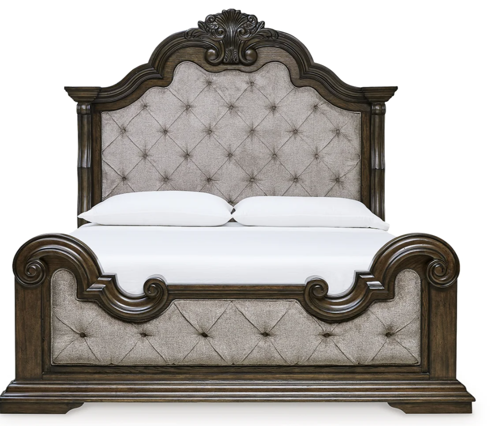 Ashley B947 Maylee - Upholstered Bed - Dark Brown