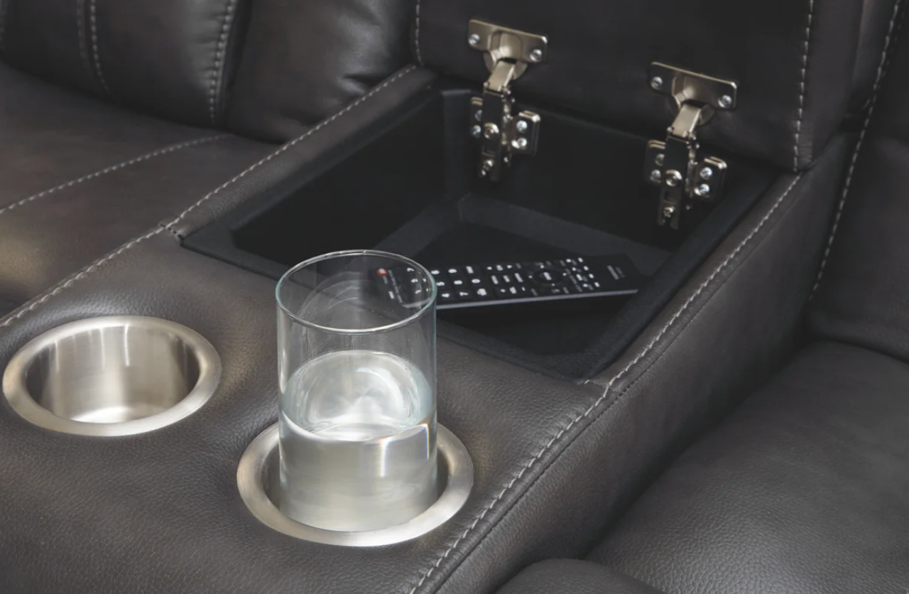 Ashley 85001 Turbulance - PWR REC Sofa with ADJ Headrest - Quarry