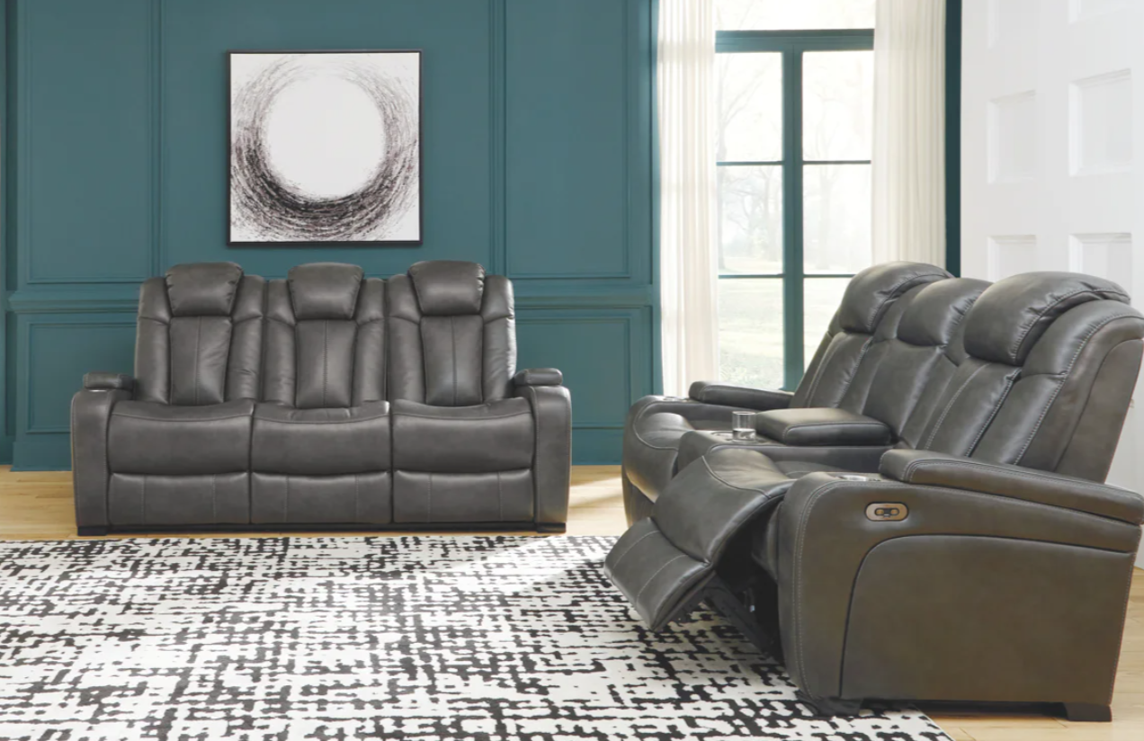 Ashley 85001 Turbulance - PWR REC Sofa with ADJ Headrest - Quarry