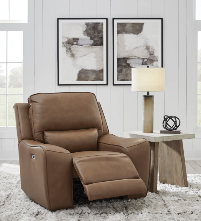 Ashley DeepWakes - PCU62606 - 2 Seat Power Reclining Sofa Adjustable Headrest, Loveseat, Recliner Chair - Caramel