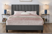 T2177 Bed - Queen - Gray Leatherette