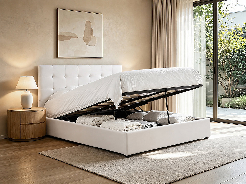 IF-5446 Cream Fabric Bed