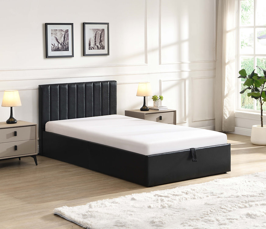 IF-5160 Black PU Vertical-Tufted Hydraulic Lift Platform Bed