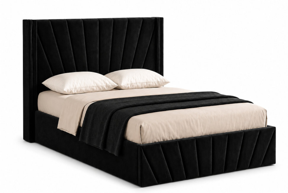 Rich Black Velvet Storage Bed IF-5873