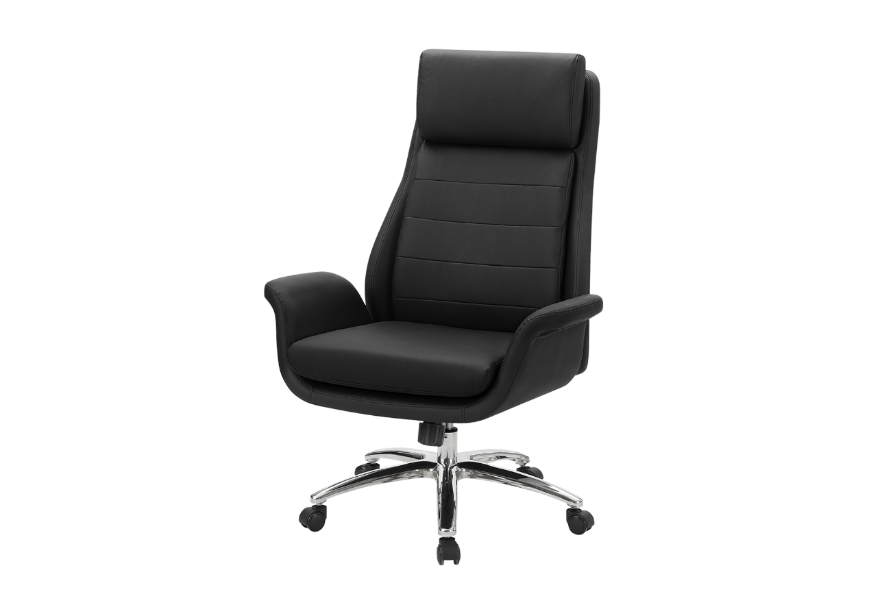 I 7253 OFFICE CHAIR - BLACK LEATHER-LOOK / HIGH BACK EXECUTIVE