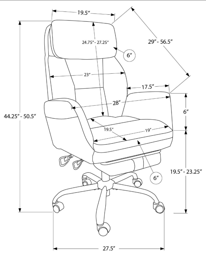 I 7273 OFFICE CHAIR - BLACK FABRIC / HIGH BACK EXECUTIVE