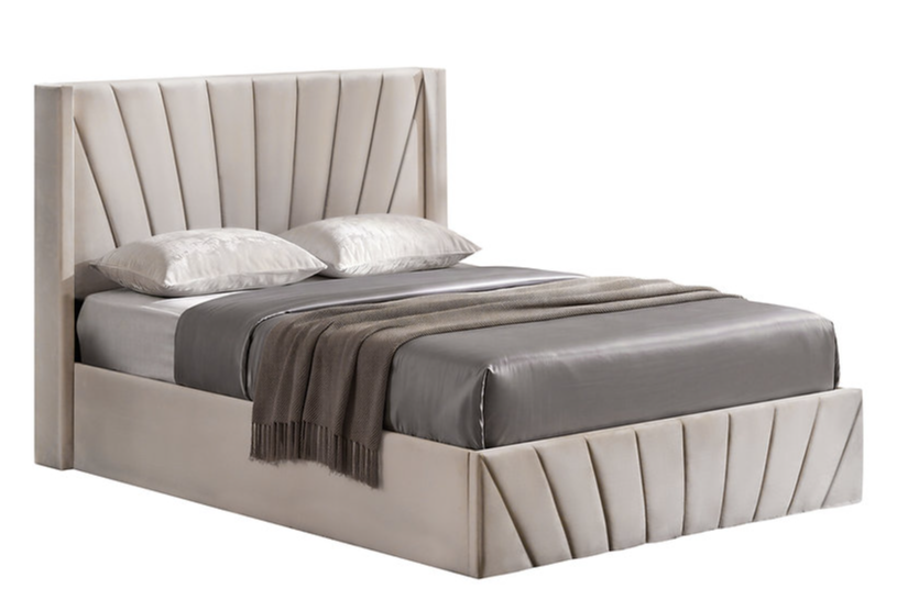 Soft Warm Ivory Velvet Storage Bed IF-5872