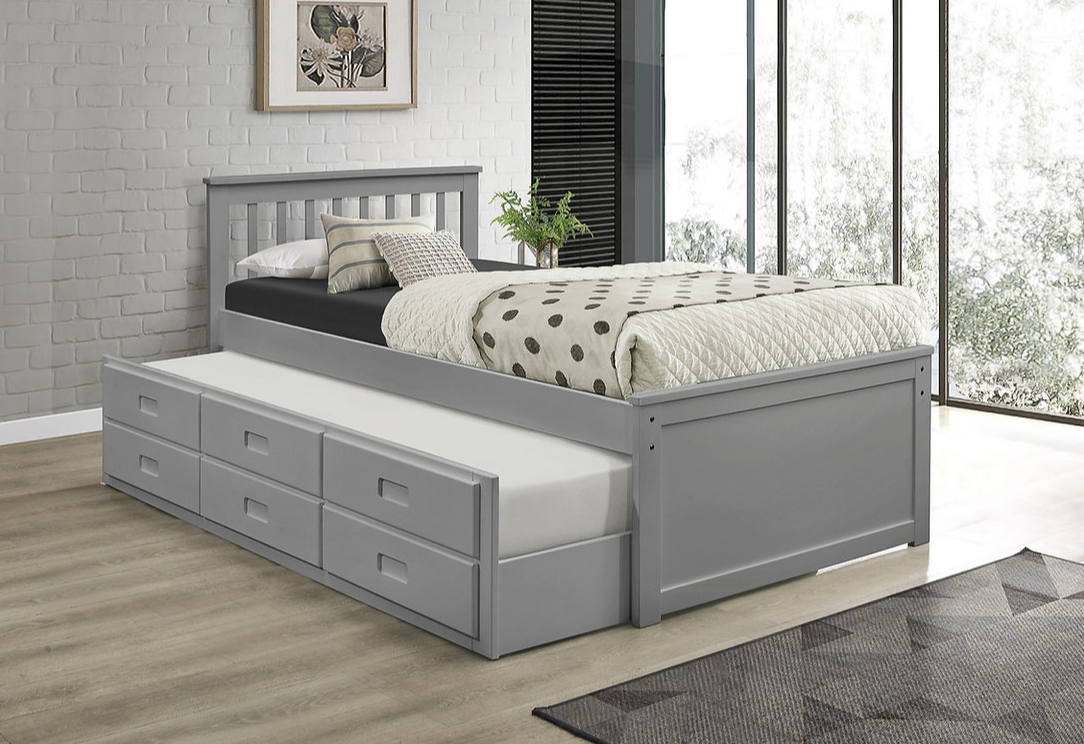 IF-300 Single/Single Captain Bed (Espresso/White/Grey)