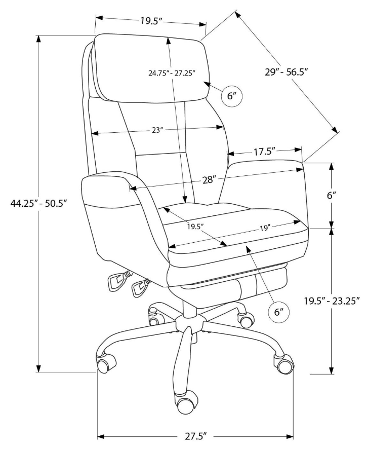 I 7274 OFFICE CHAIR - DARK GREY LEATHER-LOOK / HIGH BACK EXECUTIVE