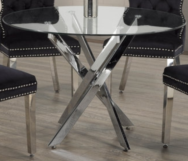Round Glass  5pc Dining Set with Black Chiars T-1447 C-1261