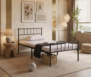 IF-158 Black Steel Single Platform Bed