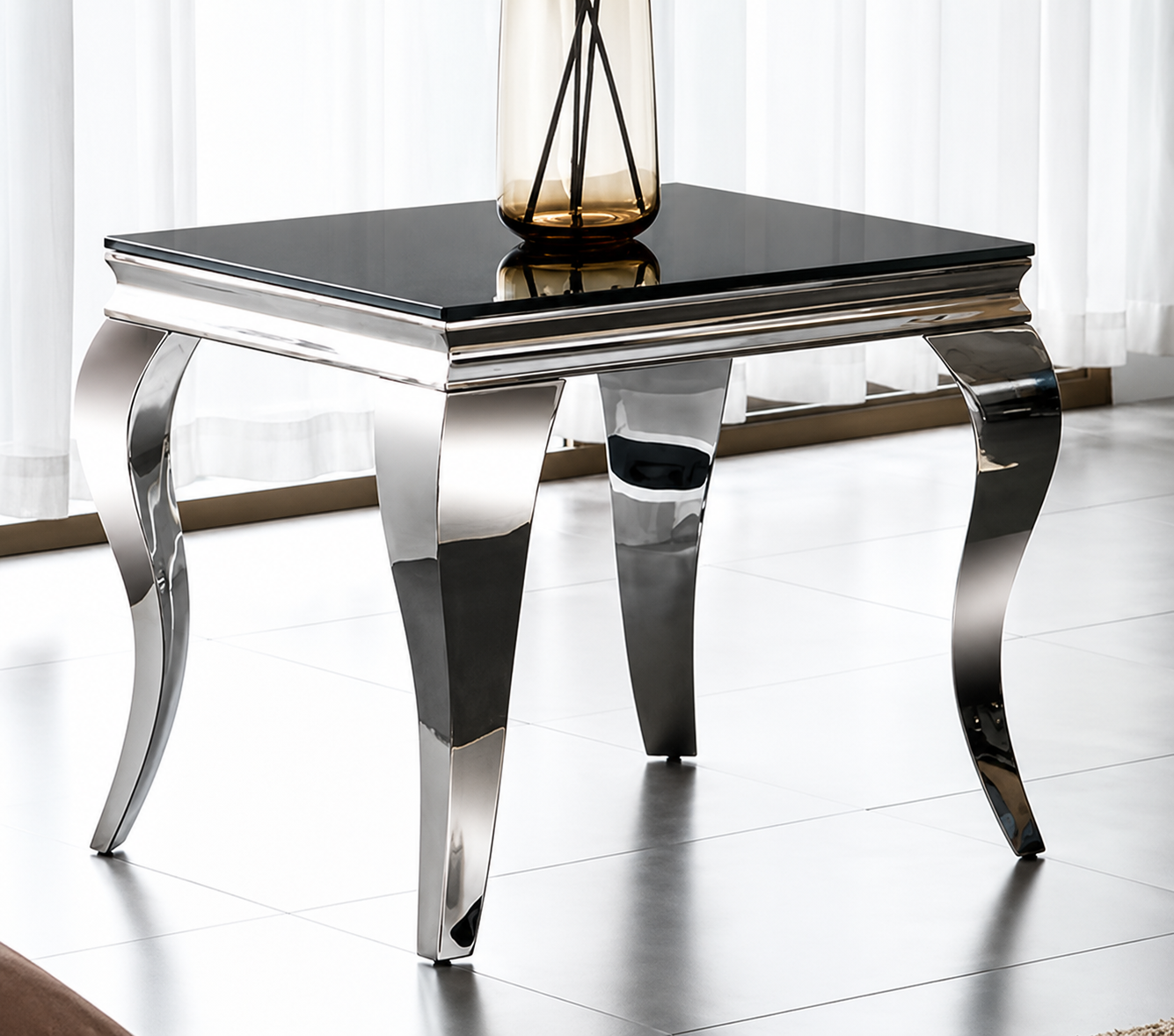 RW-780ET Black Glass End Table