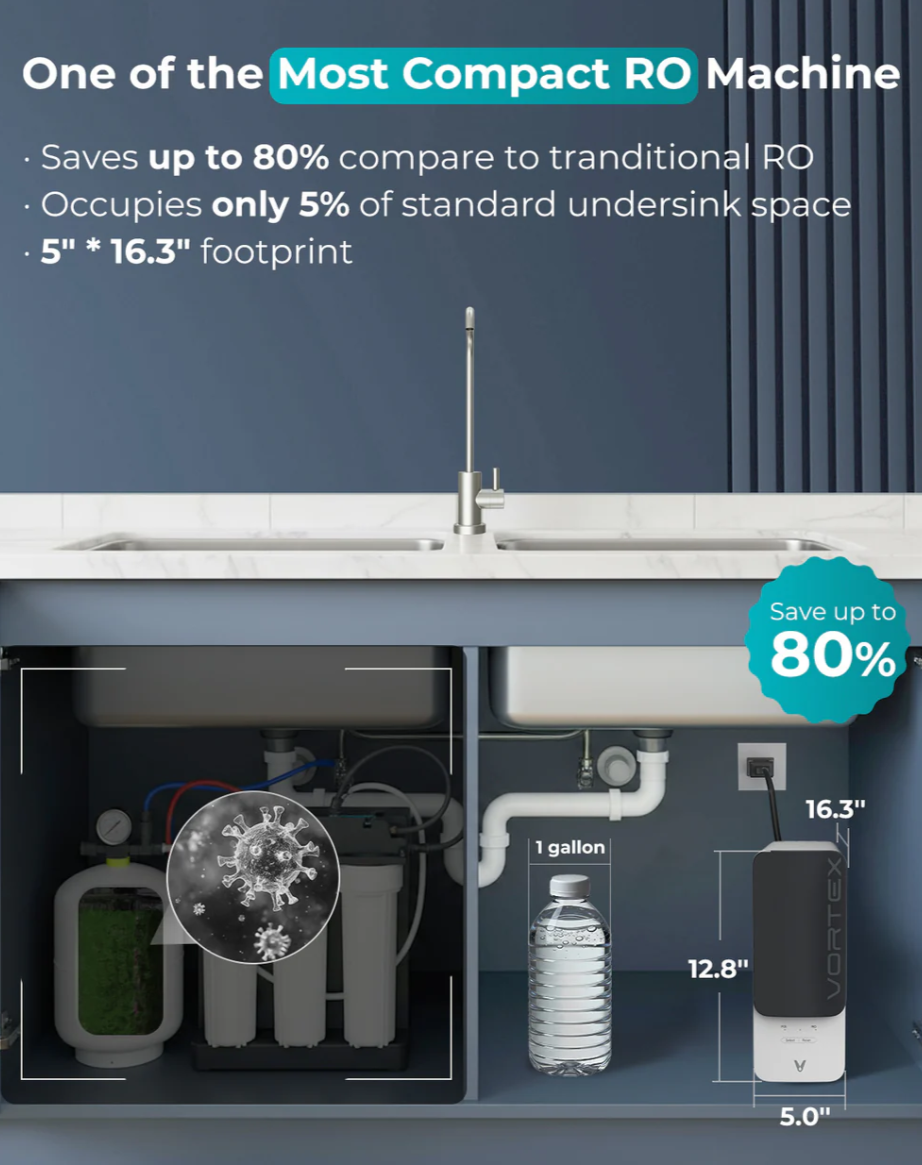 Vortex   8   Tankless   Under   Sink   Reverse   Osmosis   Water   Purifier   With   Extra   PCB   Filter