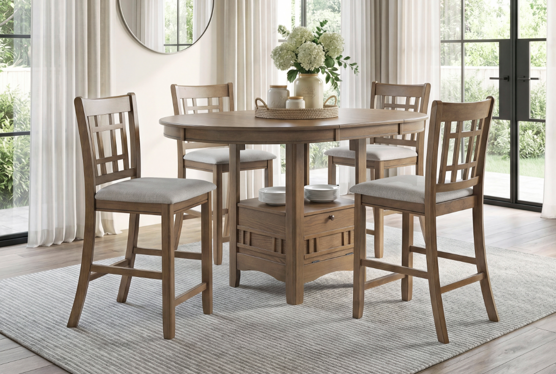 Mazin 2423 Counter Height Table with Storage Base
