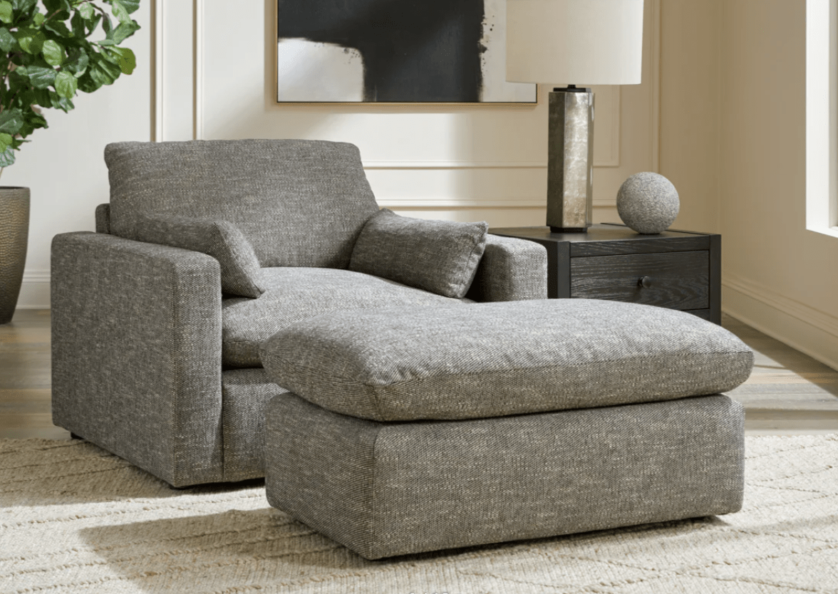 AshleyAshley 11702 Dramatic - 4 Pc. - Sofa, Loveseat, Chair And A Half, Ottoman - Granite