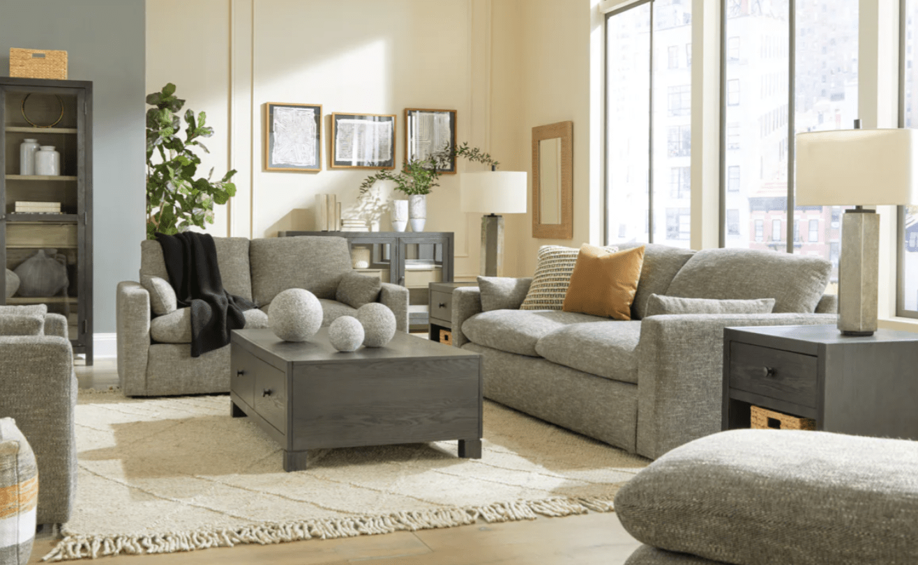 AshleyAshley 11702 Dramatic - 4 Pc. - Sofa, Loveseat, Chair And A Half, Ottoman - Granite