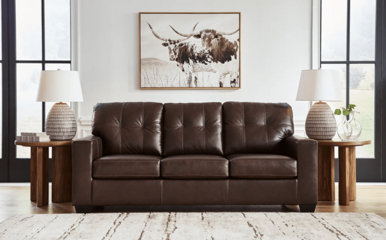 AshleyAshley 21706 Santorine - Queen Sofa Sleeper - Leather Match - Dark Brown