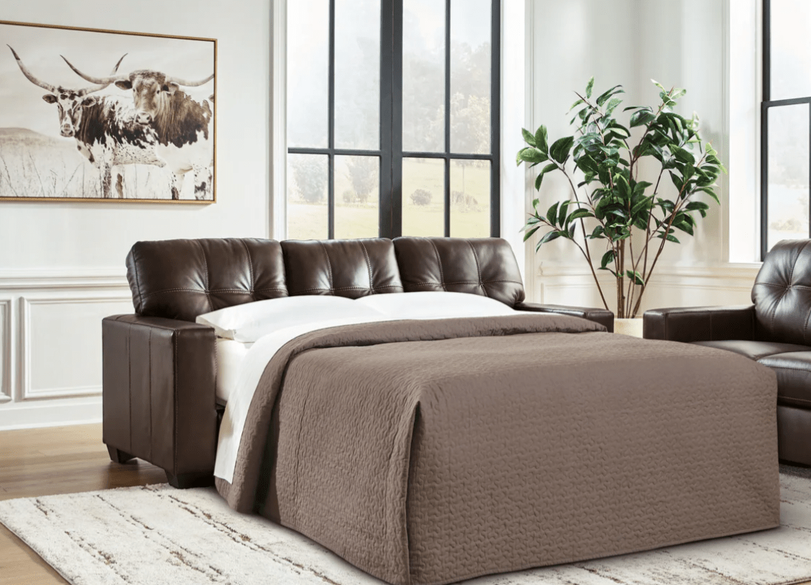 AshleyAshley 21706 Santorine - Queen Sofa Sleeper - Leather Match - Dark Brown