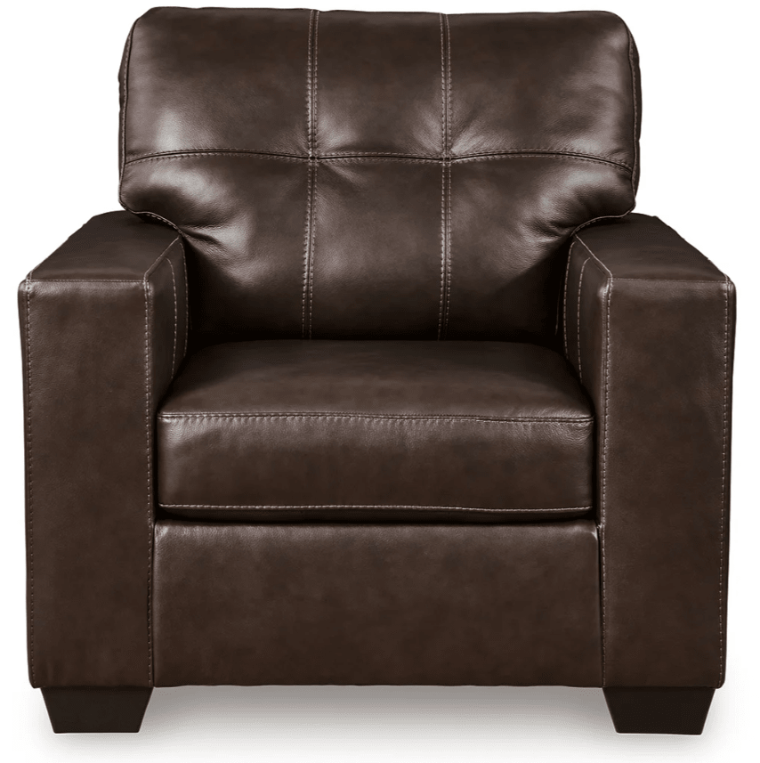 AshleyAshley 21706 Santorine - Sofa, Loveseat, Chair and Ottoman - Leather Match - Dark Brown