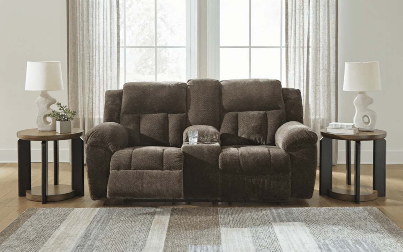 AshleyAshley 37407 Frohn - Reclining Sofa, Loveseat, Rocker Recliner - Fabric - Chocolate