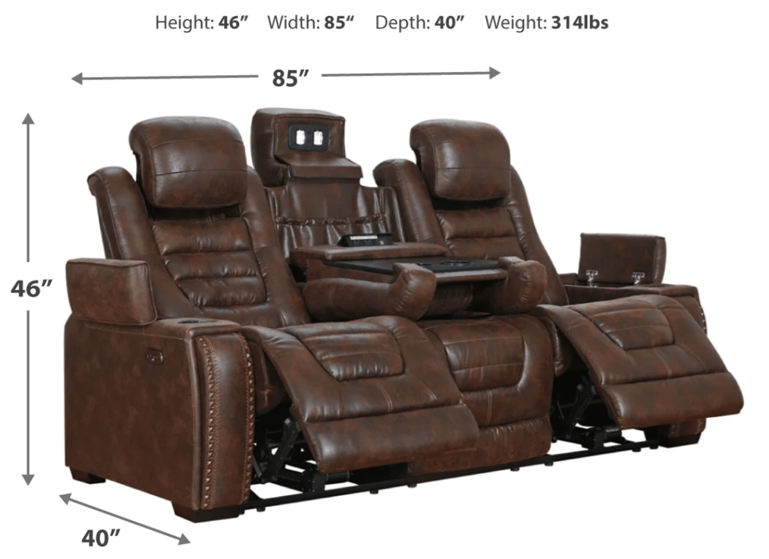 AshleyAshley 38501 Game Zone - PWR REC Sofa with ADJ Headrest - Bark