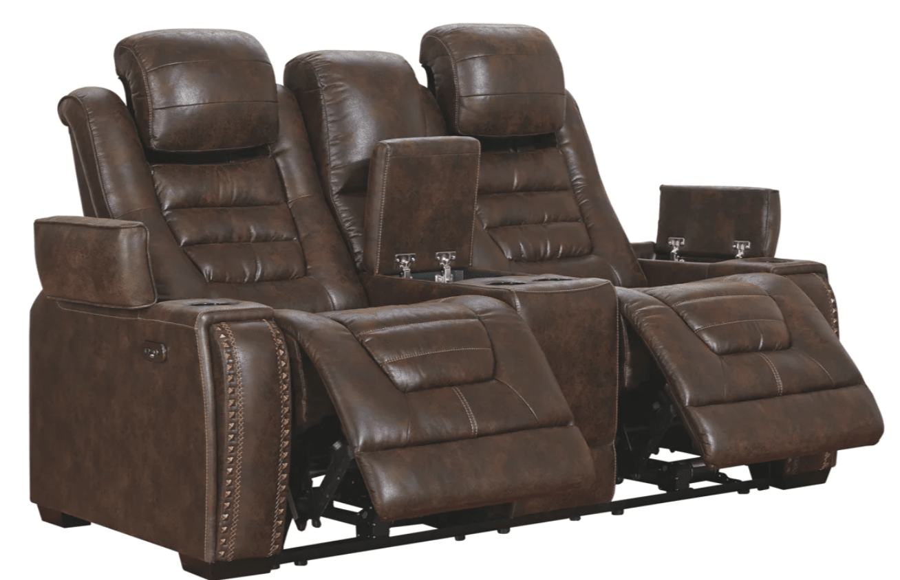 AshleyAshley 38501 Game Zone - PWR REC Sofa with ADJ Headrest - Bark