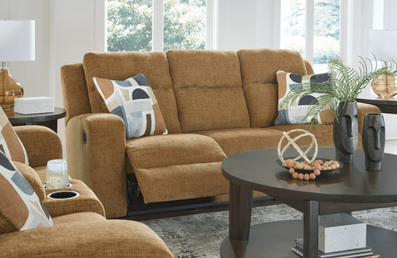 AshleyAshley 38605 Kanlow - Reclining Sofa, Loveseat, Rocker Recliner - Fabric - Honey