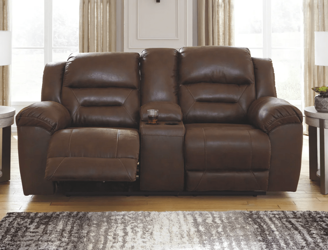 AshleyAshley 39904 Stoneland - Power Reclining Sofa, Loveseat, Rocker Recliner - Faux Leather - Chocolate
