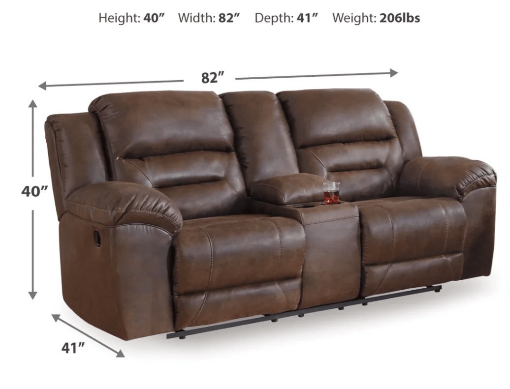 AshleyAshley 39904 Stoneland - Reclining Sofa, Loveseat, Rocker Recliner - Faux Leather - Chocolate