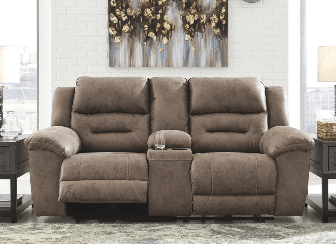 AshleyAshley 39905 Stoneland - Power Sofa, Loveseat, Rocker Recliner - Faux Leather - Fossil