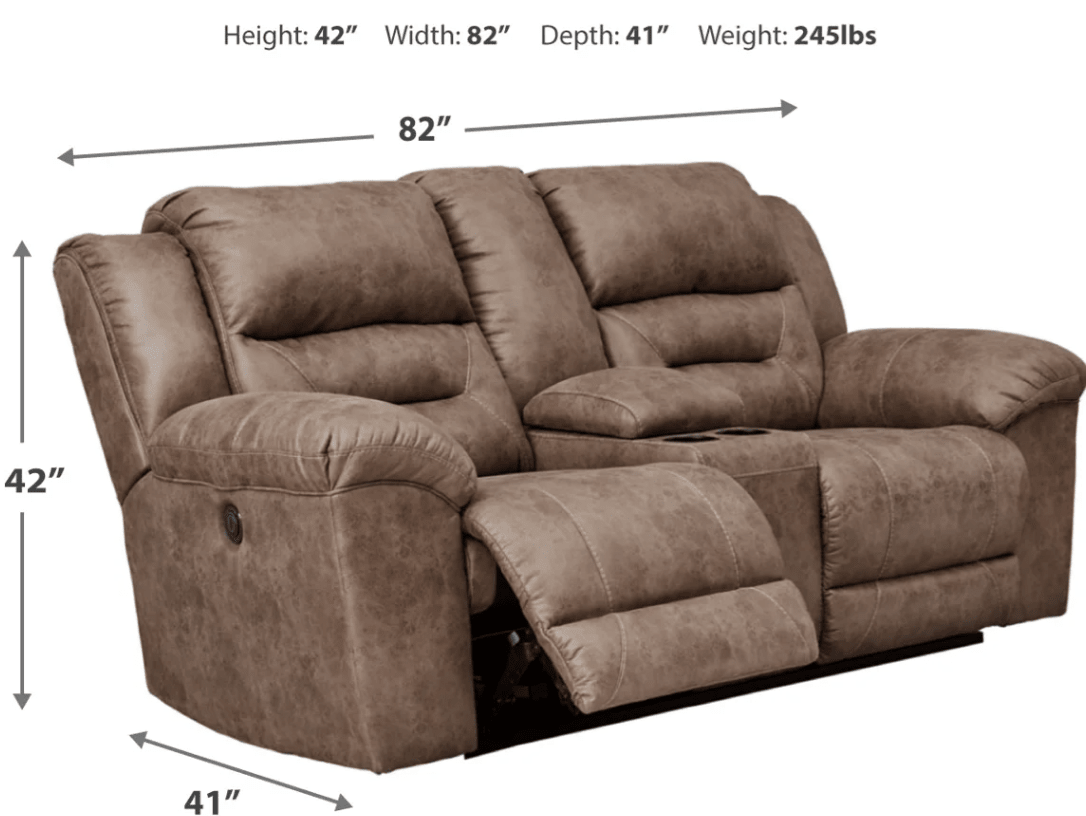 AshleyAshley 39905 Stoneland - Power Sofa, Loveseat, Rocker Recliner - Faux Leather - Fossil