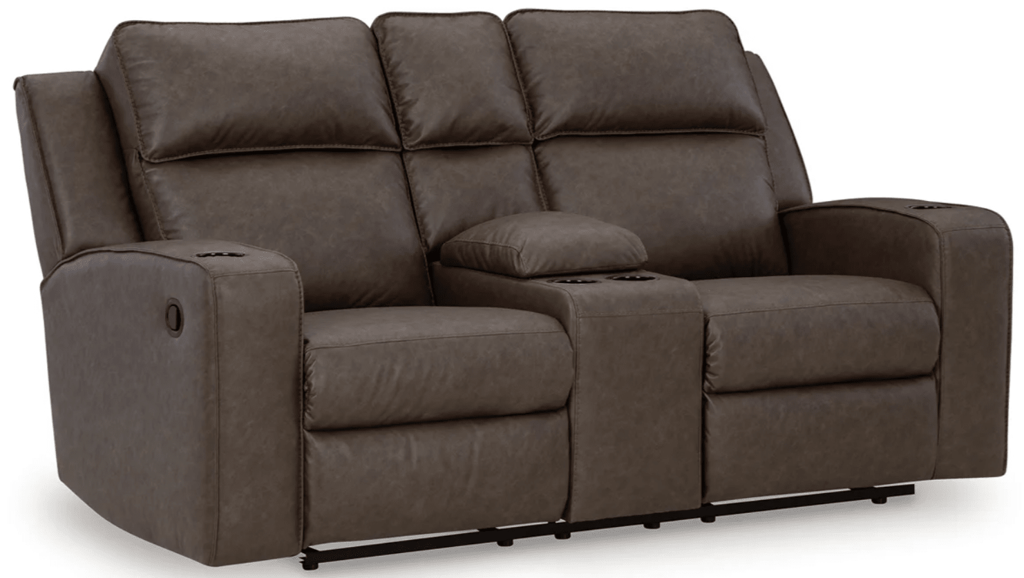 AshleyAshley 63306 Lavenhorne - Reclining Sofa W/ Drop Down Table, Loveseat, Rocker Recliner - Faux Leather - Granite