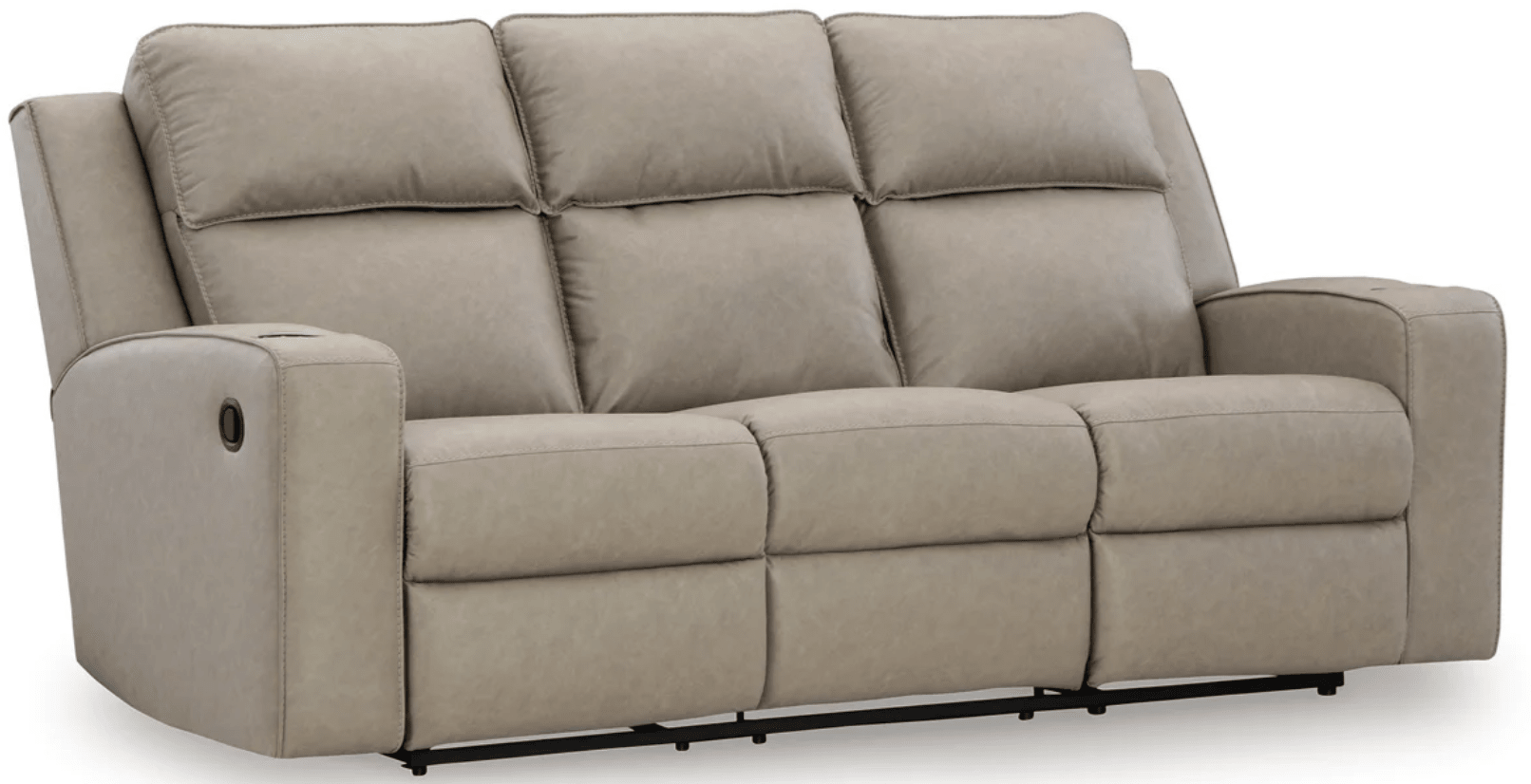AshleyAshley 63307 Lavenhorne - Reclining Sofa W/ Drop Down Table - Faux Leather - Pebble
