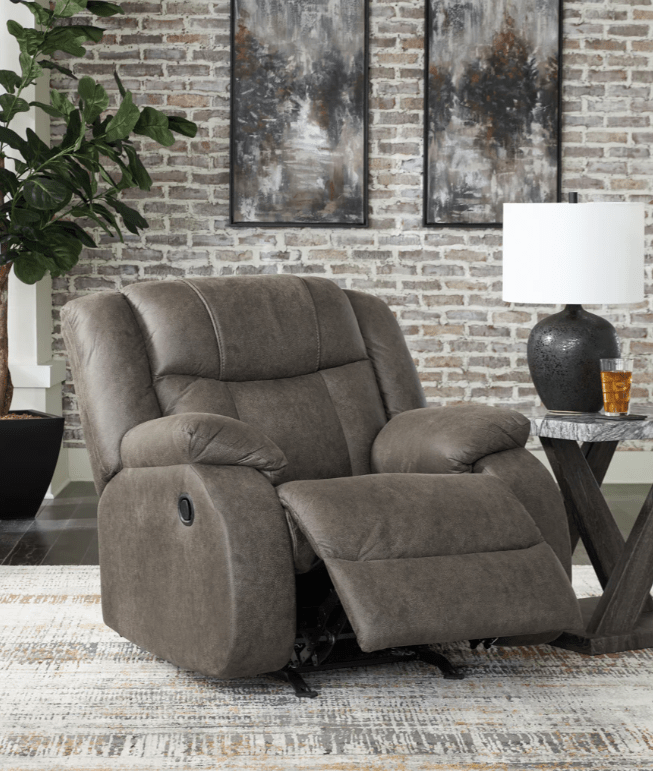 AshleyAshley 68804 First Base - Reclining Sofa,Loveseat, Rocker Recliner - Faux Leather - Gunmetal