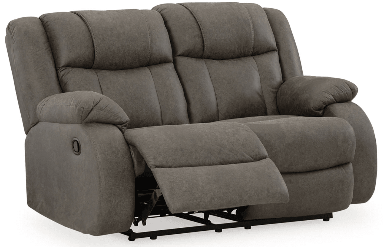 AshleyAshley 68804 First Base - Reclining Sofa,Loveseat, Rocker Recliner - Faux Leather - Gunmetal