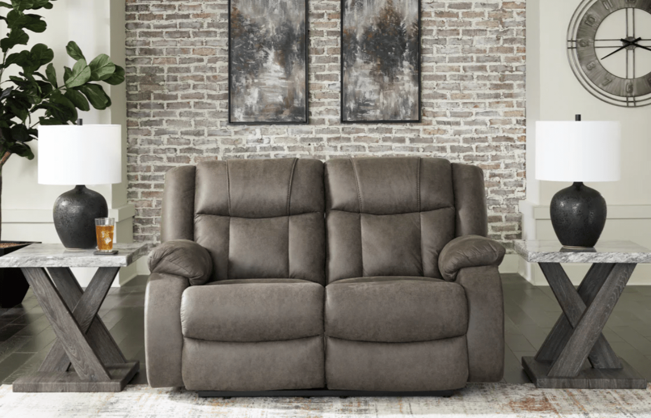 AshleyAshley 68804 First Base - Reclining Sofa,Loveseat, Rocker Recliner - Faux Leather - Gunmetal