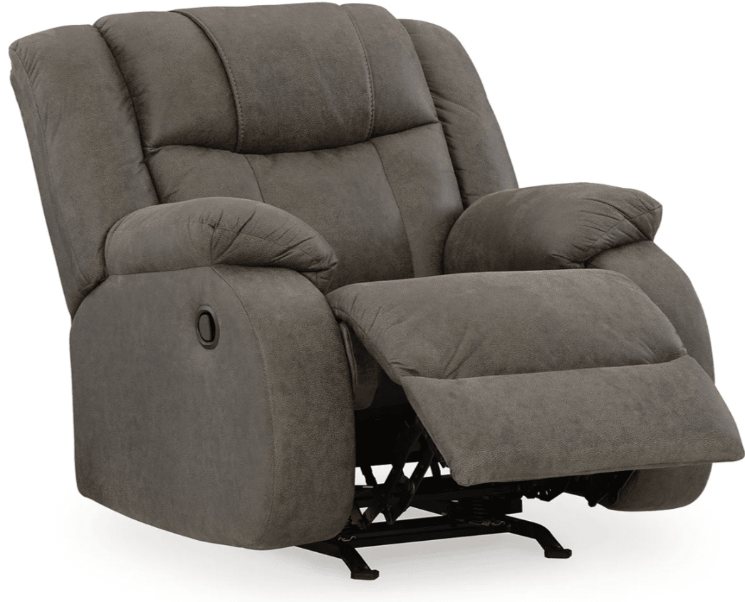 AshleyAshley 68804 First Base - Reclining Sofa,Loveseat, Rocker Recliner - Faux Leather - Gunmetal