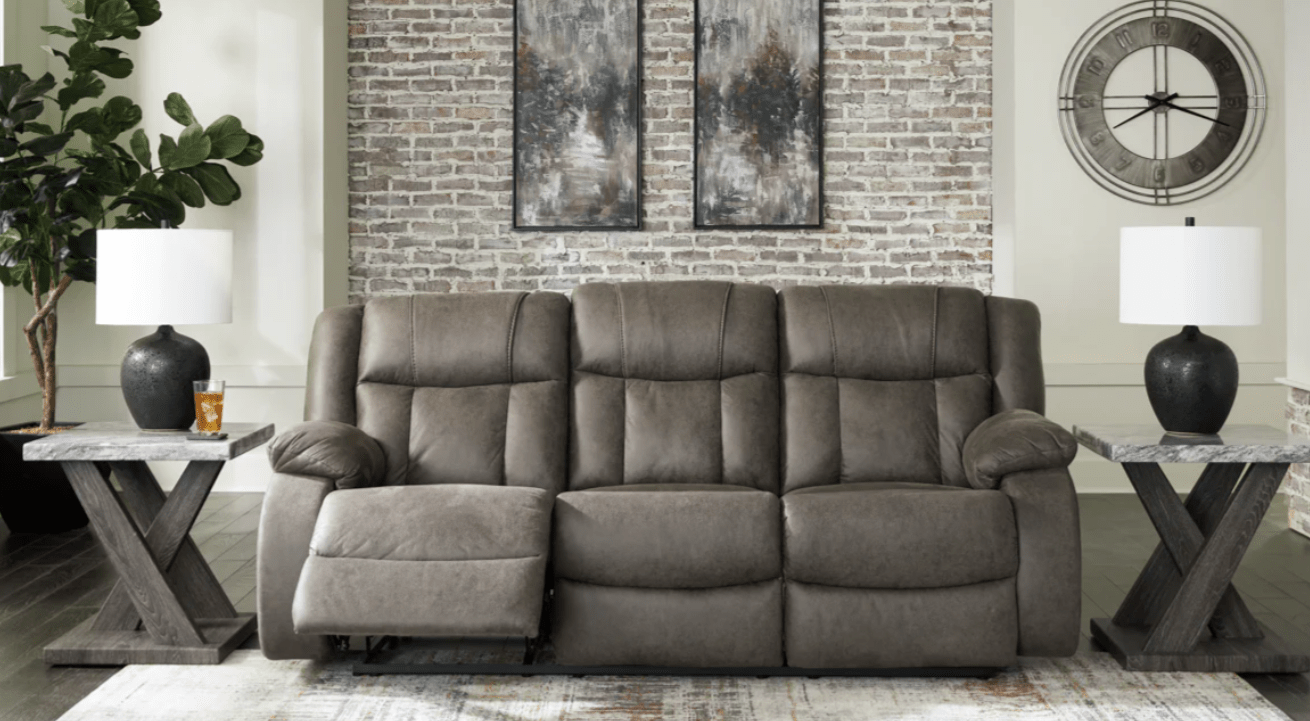 AshleyAshley 68804 First Base - Reclining Sofa,Loveseat, Rocker Recliner - Faux Leather - Gunmetal