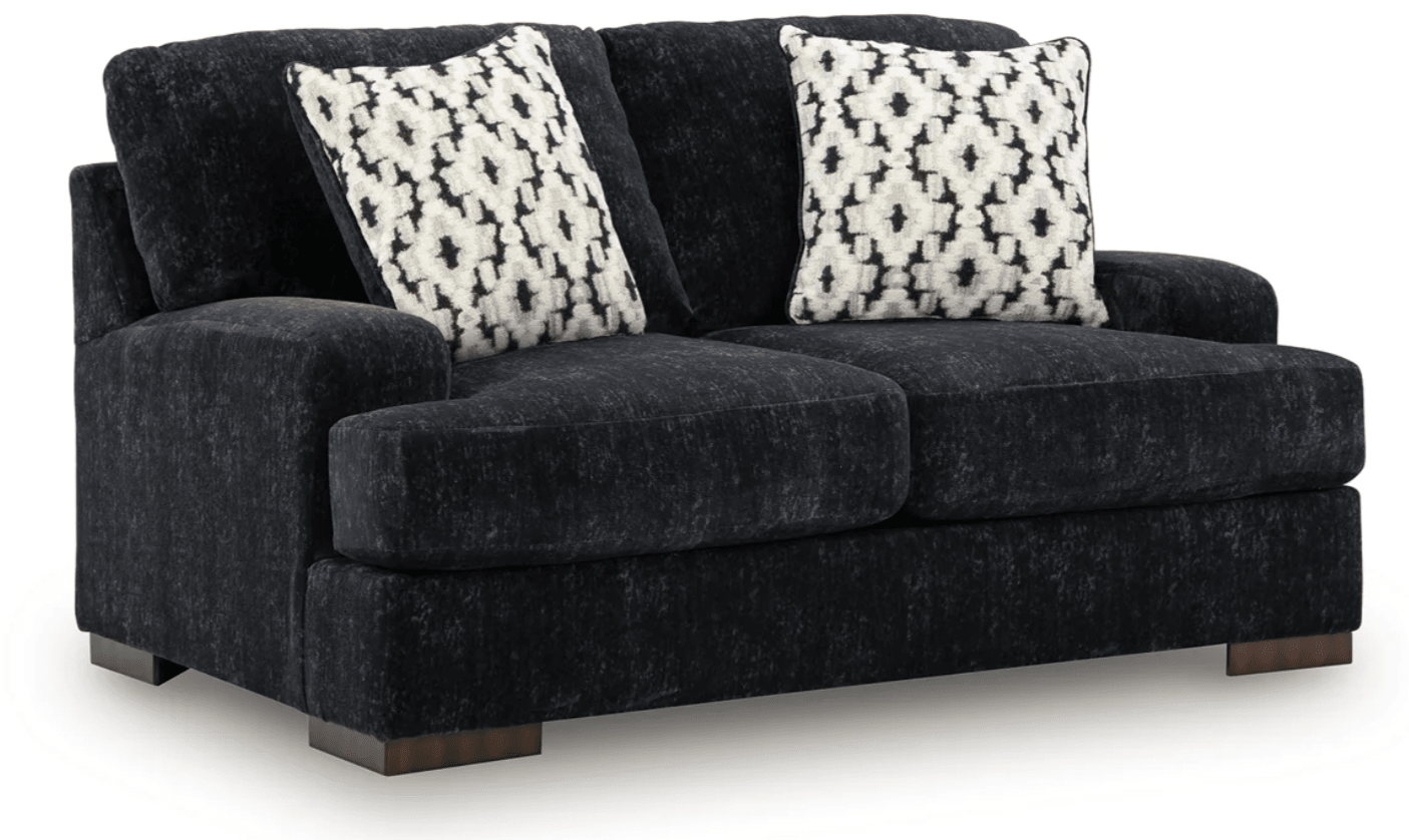 AshleyAshley 80404 Whitmore Manor - Sofa, Loveseat, Chair and A Half, Ottoman - Black Pearl