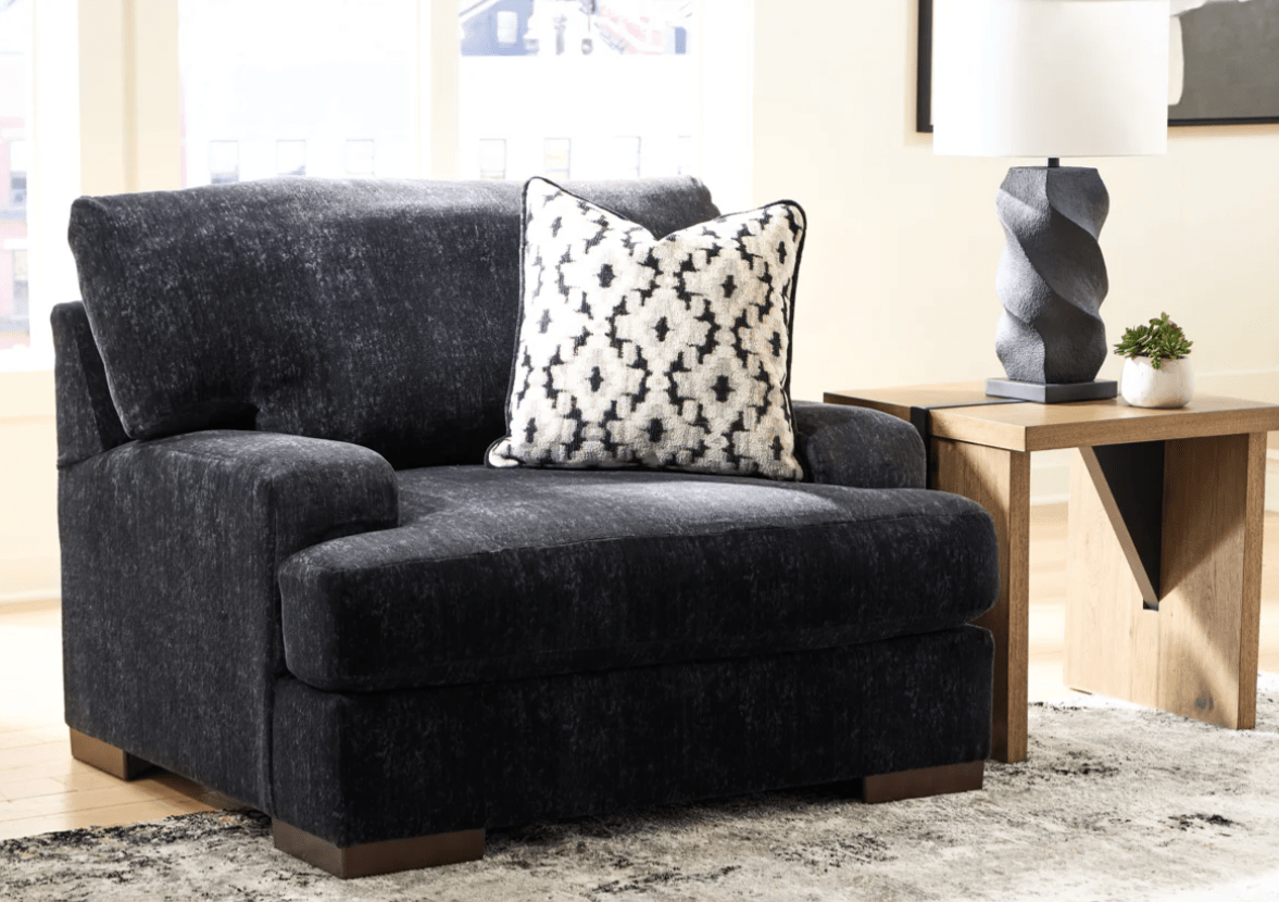 AshleyAshley 80404 Whitmore Manor - Sofa, Loveseat, Chair and A Half, Ottoman - Black Pearl