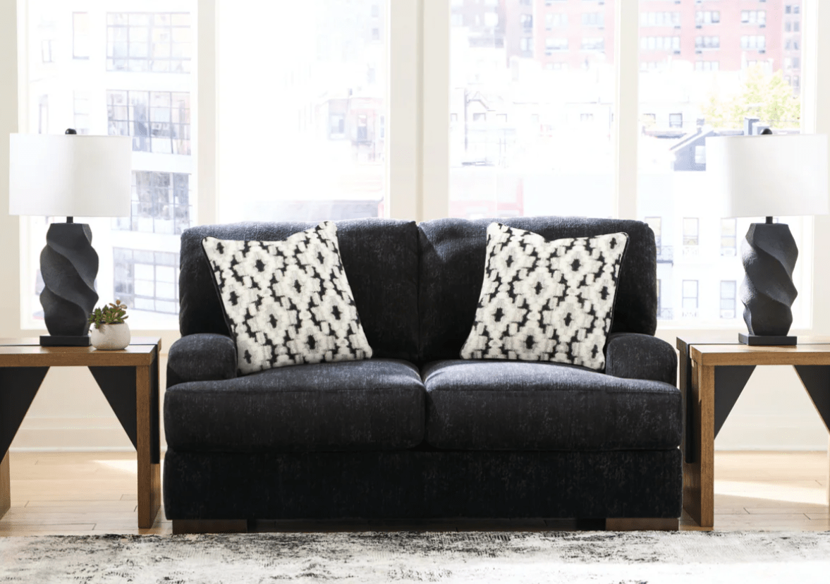 AshleyAshley 80404 Whitmore Manor - Sofa, Loveseat, Chair and A Half, Ottoman - Black Pearl