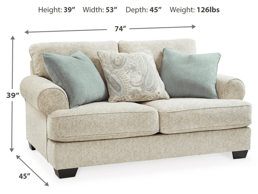 AshleyAshley 96205 Monaghan - Sofa Loveseat, Chair and a Half, Ottoman - Sandstone